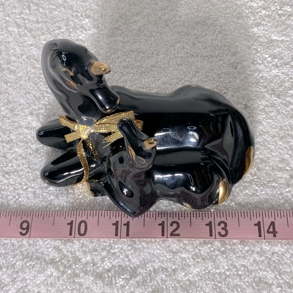 Vintage Black Ceramic Unicorn Figurine W Gold Accents - Picture 9 of 15